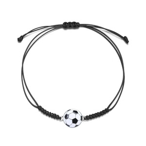 DIY Braided Sports <b>Bracelet</b> Adjustable Football Basketball Volleyball Baseball Rugby Charm Wristband For Men Women Fan Gift - Product Image 3