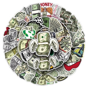 50 Pegatinas Adhesivas con Símbolo de Dólar, Estilo Lindo de Dibujos Animados, Pegatinas Creativas Retro de Graffiti Jack&Sunny para Computadora, Diario, Audífonos - Product Image 5