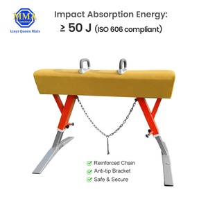 LYQUEEN Cheval <span class=keywords><strong>de</strong></span> gymnastique à hauteur réglable 105-130 cm, certifié CE, 160x35 cm, pour l'entraînement scolaire et en club - Product Image 5