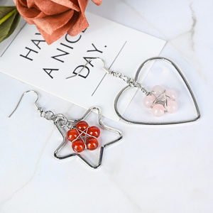 Boucles d'oreilles en argent avec pierres de quartz naturelles en forme de cœur et gravier de cristal pour la mode (vente en gros) - Product Image 2