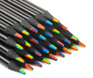 Crayons de couleur arc-en-ciel en bois 7 couleurs pour dessiner des croquis de coloriage avec un noyau multicolore