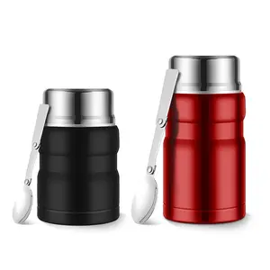 Wholesale Price 500ml/750ml Double Wall Stainless Steel Kids Thermos Food Jar Insulated Thermos Flask with Spoon Food Container