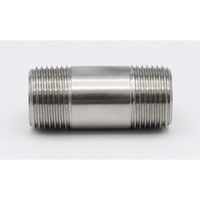 Zhuo Ye Precise Thread SS304 Double End Thread Short Tube For Hotel Commercial Plumbing Engineering