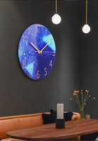 Jam dinding Quartz Eropa senyap jam Tempered Glass kustom jam dinding kreatif