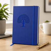 Großhandel A5 Lebensbaum PU-Leder Hardcover Notizbuch mit Gummiband, Individuelles Logo, Liniert oder Blanko Papier, Tagebuch OEM 100 Blatt