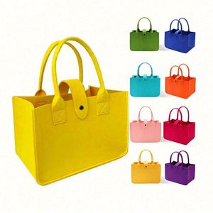 Hot Selling Portable Solid Color Storage Reusable Large Capacity <b>Thick</b> Custom Shopping <b>Felt</b> Tote Bag With Sling - Product Image 3