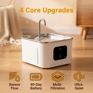 Distributeur d'eau intelligent pour animaux de compagnie, antimicrobien, silencieux, sans fil, batterie, grande capacité 4l, <span class=keywords><strong>fontaine</strong></span> <span class=keywords><strong>à</strong></span> boire pour chat, en acier inoxydable - Product Image 2