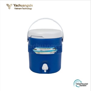 Glacière ronde en plastique orange avec robinet, seau isotherme pour pique-nique - Product Image 2