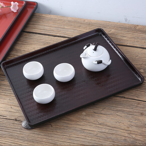 Plateau carré bicolore imitation bambou tressé, plateau à thé, plateau à café, assiette de service, service alimentaire hôtelier, résistant aux chutes SJ-7054 - Product Image 3