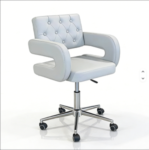Chaise de technicien argentée pour salon de beauté, tabouret de luxe moderne hydraulique pour clinique et salon de manucure avec dossier - Product Image 1