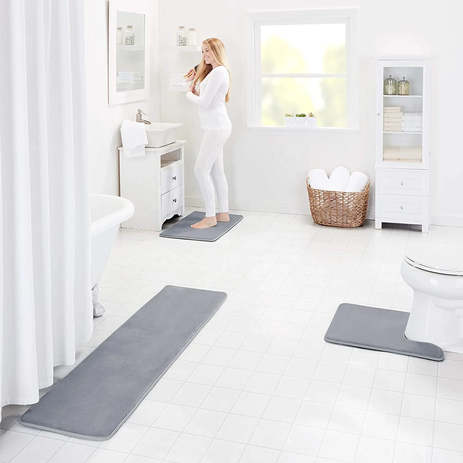 Bathroom Bathroom Rug 2 Piece Set FMT Hot Sale Memory Foam Bathroom Rug Bath Mats 2 Piece/3 Piece Rugs Set