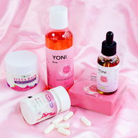 Ensemble de Produits Yoni Merveille pour le Corps Éclaircissant, Nettoyant Probiotique Équilibrant le pH, Savon Lavant Intime, Huile Yoni et Capsules d'Acide Borique