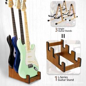 Soporte de guitarra de madera con múltiples compartimentos, organizador de guitarra eléctrica de madera maciza de 3 niveles para instrumentos musicales de violín - Product Image 3