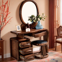 Table de maquillage et coiffeuse multifonctionnelle en bois massif de noyer noir et de cerisier d'Amérique du Nord moderne pour chambre à coucher