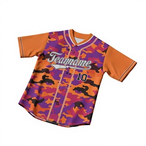Maillot de baseball réversible élégant, logo personnalisé imprimé, t-shirt de baseball rayé - Product Image 1
