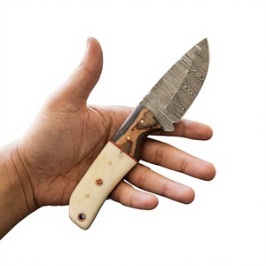 Couteau de chasse et de camping personnalisable à lame fixe Drop Point en acier Damas forgé, dureté 58-60, manche en bois Pakka bleu - Product Image 4