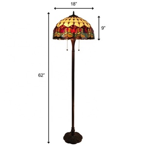 Lámpara de Pie de Vidrio Artístico Tiffany LED de 16'' con Diseño Floral de Tulipanes Estilo Campestre para Oficina, Bar, Hogar y Mesitas de Noche - Product Image 6