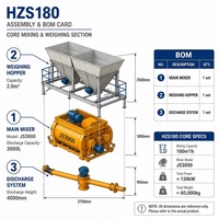 Centrale à béton fiable HZS180, 180m3/h, haute efficacité, centrale à béton automatique, prix