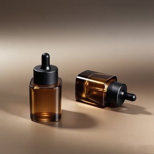 Flacon compte-gouttes en verre givré de 30 <span class=keywords><strong>ml</strong></span> avec compte-gouttes gradué et bouchon noir pour sérum - Product Image 2