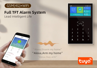 Sistem Alarm keamanan rumah GSM WIFI 4G bekerja dengan Kit Alarm pencuri Sensor pintu nirkabel Tuya rumah Alexa