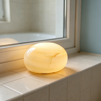 Lampe en marbre naturel sans fil rechargeable, lumière tactile à 3 niveaux de luminosité, lampe à lumière ambiante en pierre, éclairage ambiant chaud pour chambre à coucher