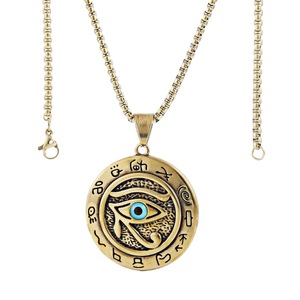 Yunnique – pendentif œil d'Horus égyptien ancien, collier pour hommes en acier inoxydable, bijoux à la mode avec breloque dorée - Product Image 5