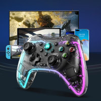 Somostel Contrôleur de lumière RVB transparent sans fil Moteur de vibration Compatible PS4 Android Phone Console de jeu Joysticks à distance
