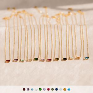 Para Venta al por Mayor: Colgante de Cadena con Eslabones de Acero Inoxidable Chapado en Oro de 18K con Zirconia, Diseño Geométrico de Moda para Niños, Piedra de Nacimiento de Julio - Product Image 3
