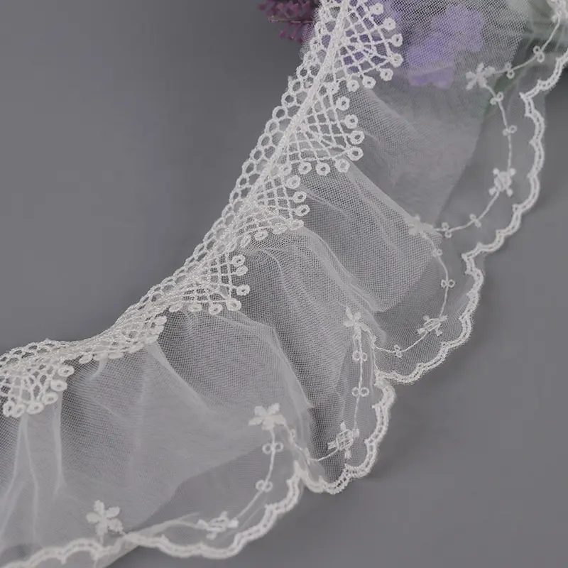 New 4cm To 8cm Width Stretch Lace Trim Fabric Elastic Lace Flowers Embroidered Ribbon For Garment Craft Embellishment Wedding