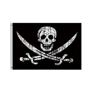Bandera de pirata <span class=keywords><strong>con</strong></span> arandelas de latón, hueso viejo y escalofriante, personalizada, 3x5 pies - Product Image 4