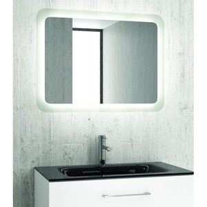 Kamalu กระจกห้องน้ำ LED หรูหรา100X60ซม. กระจกสไตล์โมเดิร์นกรอบปรับแต่งได้ตามต้องการสวิทช์สัมผัสใช้งานกับผนัง - Product Image 5