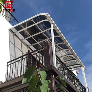 Auvent extérieur type L/R avec poteaux, auvents en aluminium imperméables, protection solaire en <span class=keywords><strong>polycarbonate</strong></span> pour toit, durable pour balcon/<span class=keywords><strong>veranda</strong></span>/terrasse - Product Image 2
