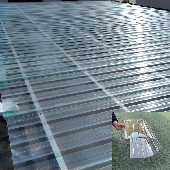 Polycarbonate Corrugated Roofing Sheets-Transparent UV Protection Fire Retardant for Outdoor & Park Use