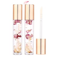 Gloss à lèvres transparent hydratant, maquillage, huile à lèvres en pétales, gelée pour lèvres pulpeuses, rouge à lèvres à fleurs séchées, hydratant longue durée, fruité