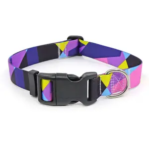 Kingtale Pet Patterns Soft & Comfy Rose Print Plum Purple Padded Adjustable Dog Collar Medium Neck