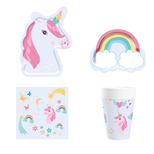 Vaisselle jetable pour fête d'anniversaire sur le thème de la licorne DAMAI, fournitures pour fête d'anniversaire pour enfants en forme de licorne - Product Image 5