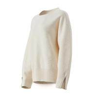 Pull-over en laine et coton tricoté épais de haute qualité pour femme, col rond, manches bouffantes, style décontracté, automne-hiver, fabrication OEM ODM