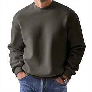 Men's Crew Neck Solid Color Cotton Pullover Sweatshirt Regular Fit Casual Autumn Knitted Long Sleeve <b>Sweater</b> - Product Image 2