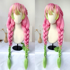 Peluca de <span class=keywords><strong>Cosplay</strong></span> ND <span class=keywords><strong>Mitsuri</strong></span> Kanroji, Color Marrón Claro, Sin Encaje, Hecha a Máquina, Resistente al Calor, con Malla de Red, 130% de Densidad - Product Image 3