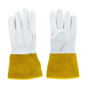 Wholesale Welder Gloves Supplier Cheap 4 Goatskin Cowhide Leather Heat Resistant Safety Hand Work TIG Argon Welding Gloves