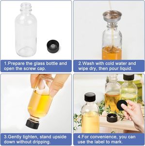Botellas de muestra de vidrio para jugo de 30 ml, botellas pequeñas de <span class=keywords><strong>Schnapps</strong></span>, Mini botellas de licor vacías de 1 oz con embudo para boda de whisky - Product Image 2