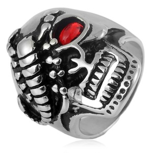 yunnique Skull <b>Ring</b> <b>Titanium</b> Steel Men's Red Eye Jewelry Gift Geometric Design - Product Image 3