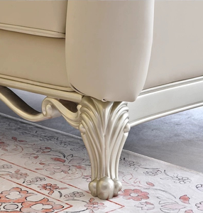 Juego de Sofás de Cuero de Alta Gama, Muebles Tallados en Madera Maciza de Estilo Francés para Sala de Estar, Estilo Europeo, Nuevo - Product Image 4