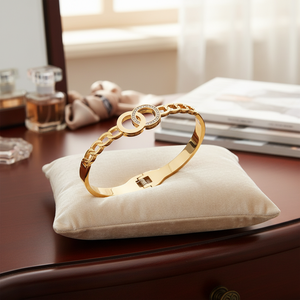 Braccialetti in acciaio inossidabile placcato oro con cerniera - Product Image 3