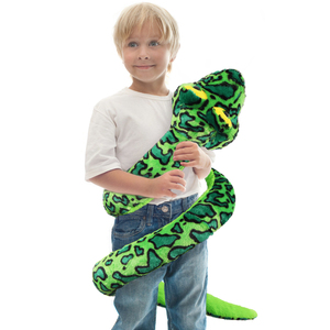 MorisMos serpente gigante di peluche di peluche di pezza verde serpente giocattolo per bambini adolescenti cuscino di serpente per adulti-regali di compleanno