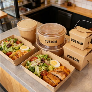 Stackable Disposable Food Compartment Fast Food Takeaway Containers Paper Round Paper <b>Box</b> For <b>Cookies</b> <b>Box</b> Eco Friendly OEM ODM - Product Image 2