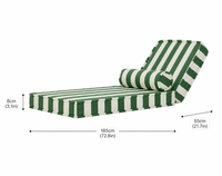 Coussin de chaise longue en mousse haute densité, imperméable, résistant aux UV, séchage rapide, rayé vert forêt et blanc, pour extérieur