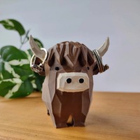 Support à bagues en résine style moderne Vache des Highlands, écologique, portable, pour décoration intérieure et de bureau, idéal pour anniversaire