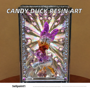 Nouveauté CLF 40CM Statue en résine Canards de dessin animé Candy, finition chromée brillante, style <span class=keywords><strong>Donald</strong></span> et <span class=keywords><strong>Daisy</strong></span> Duck, peinte à la main, Noël - Product Image 2