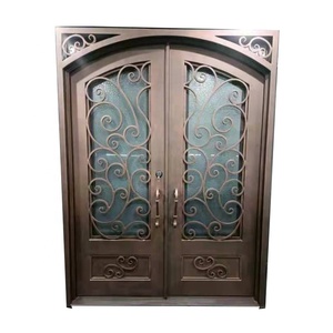 Portes d'entrée double de luxe en fer forgé nouveau design à coupure thermique - Product Image 5